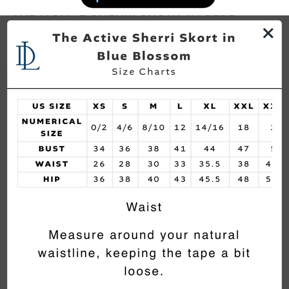 Duffield Lane The Active Sherri Skort in Blue Blossom size medium - Picture 7 of 7